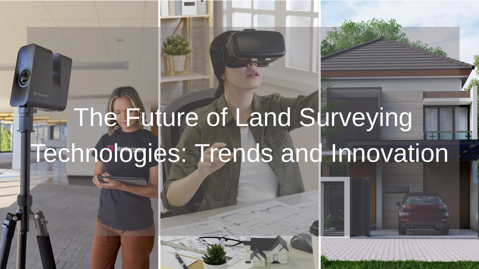 Women Surveyor Scanning the room using Matterport scanner , Women Architect View the data in VR headset. A sustainable building